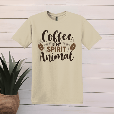 Printify T-Shirt S / Sand Coffee is my spirit animal Pine design T shirt