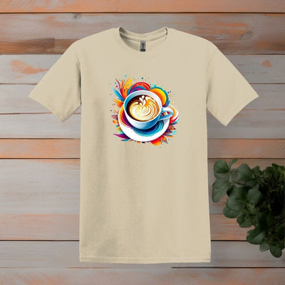 Printify T-Shirt S / Sand Colorburst Coffee Cup T shirt