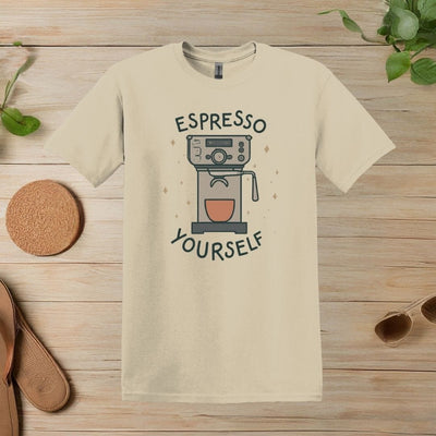 Printify T-Shirt S / Sand Espresso Machine Art T Shirt