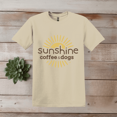 Printify T-Shirt S / Sand Sunshine, Coffee, And Dogs T Shirt