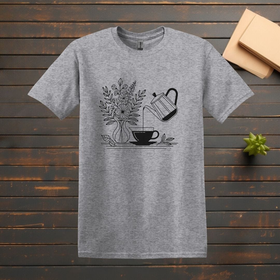 Printify T-Shirt S / Sport Grey Coffee Pour Line Art T Shirt