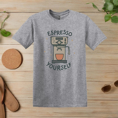 Printify T-Shirt S / Sport Grey Espresso Machine Art T Shirt