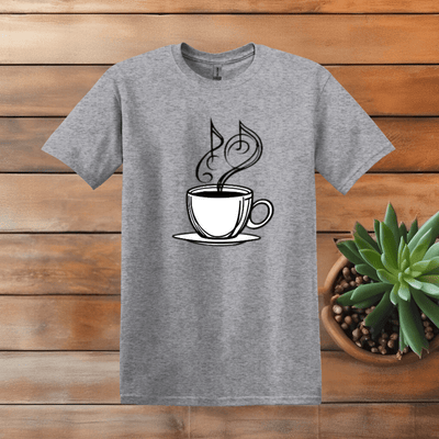 Printify T-Shirt S / Sport Grey Music and Coffee T shirt