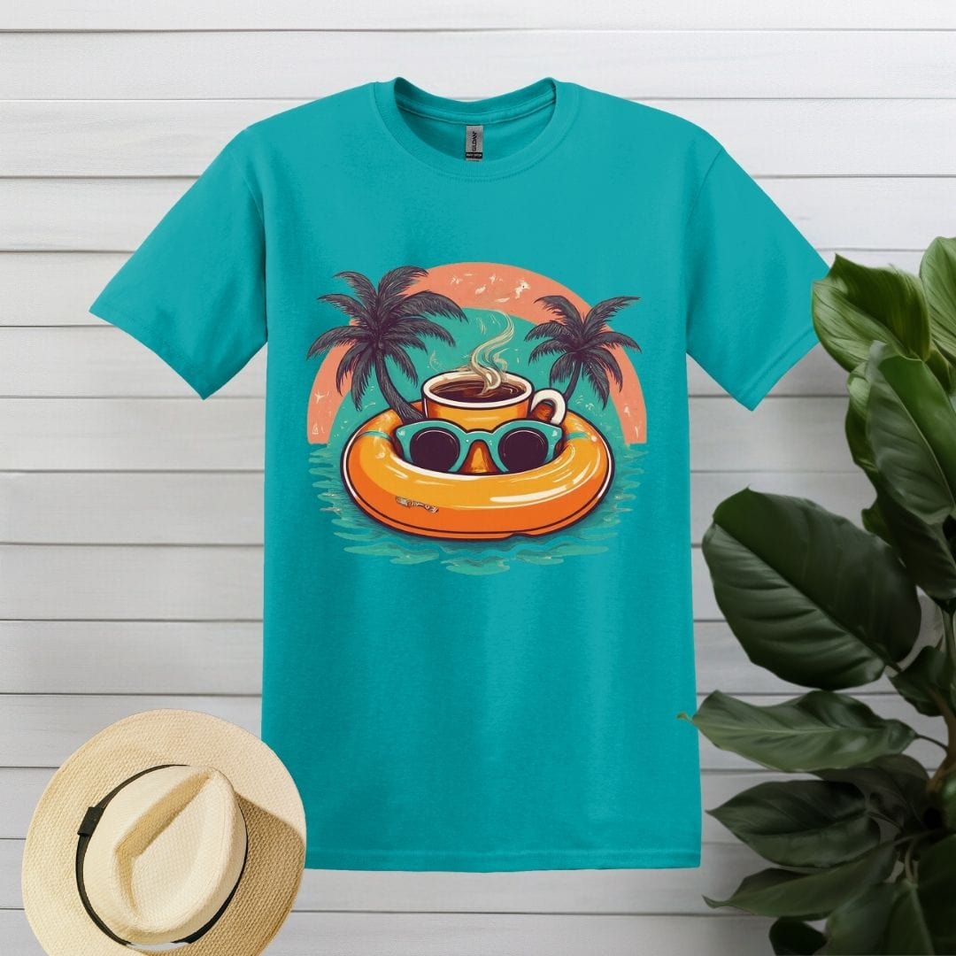 Printify T-Shirt S / Tropical Blue Beach Coffee T shirt