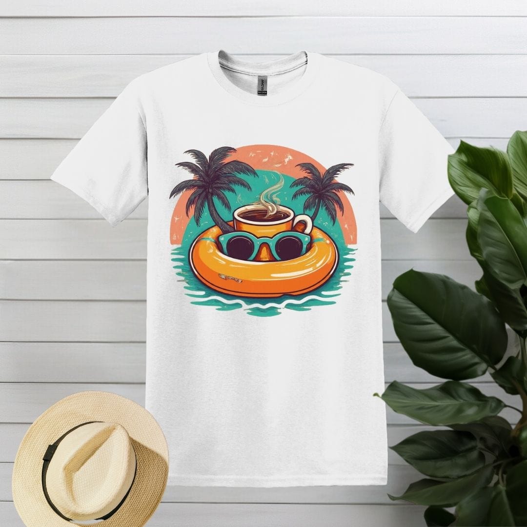 Printify T-Shirt S / White Beach Coffee T shirt