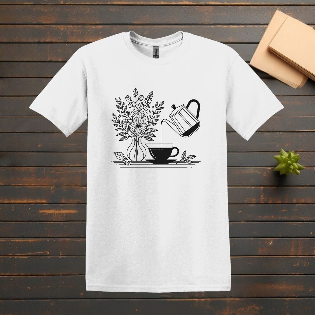 Printify T-Shirt S / White Coffee Pour Line Art T Shirt