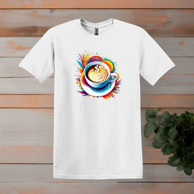 Printify T-Shirt S / White Colorburst Coffee Cup T shirt