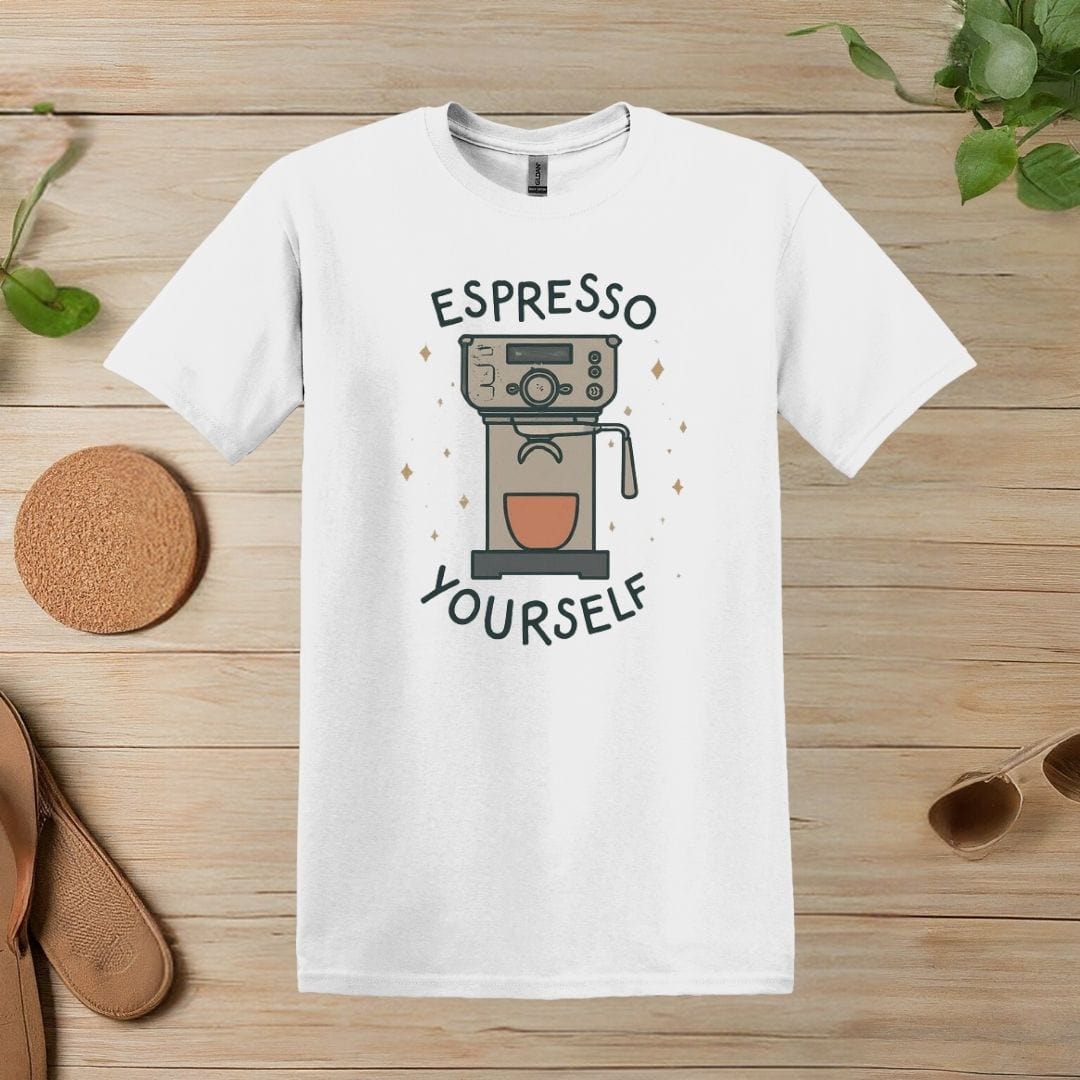 Printify T-Shirt S / White Espresso Machine Art T Shirt