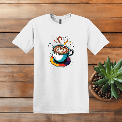 Printify T-Shirt S / White Multicolor Coffee Painting T shirt