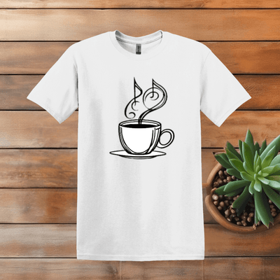 Printify T-Shirt S / White Music and Coffee T shirt