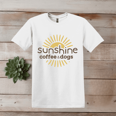 Printify T-Shirt S / White Sunshine, Coffee, And Dogs T Shirt