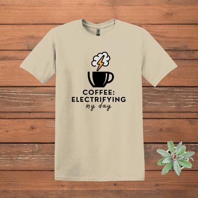 Printify T-Shirt Sand / 3XL Electrifying Coffee Design T shirt