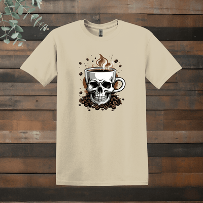 Printify T-Shirt Sand / M Skull Coffee Design T shirt