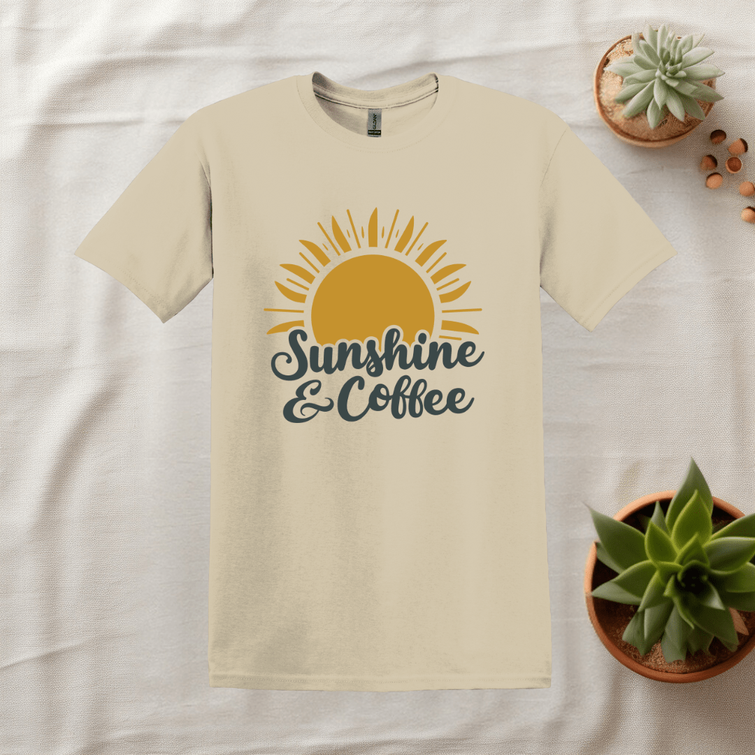 Printify T-Shirt Sand / S Coffee and Sunshine Tee T shirt