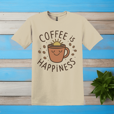 Printify T-Shirt Sand / S Coffee is Happiness T shirt