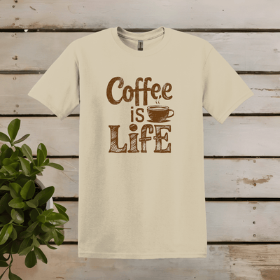 Printify T-Shirt Sand / S Coffee is Life Word Art T shirt