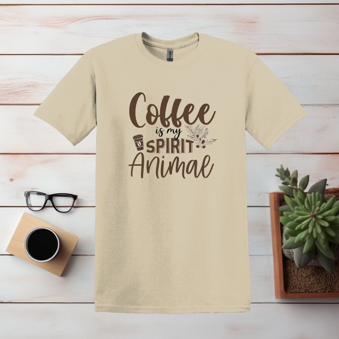 Printify T-Shirt Sand / S Coffee Is My Spirit Animal T shirt