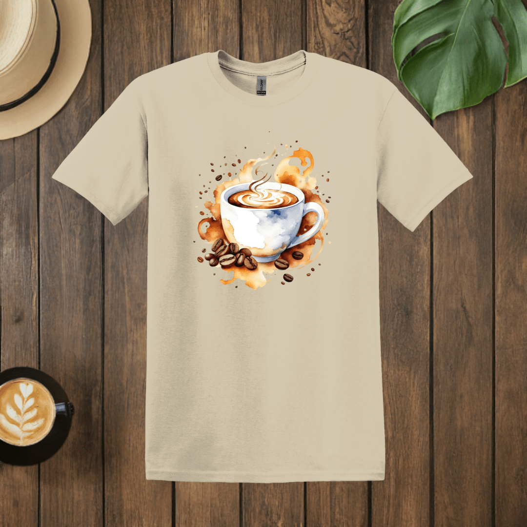 Printify T-Shirt Sand / S Coffee Watercolor Art T shirt