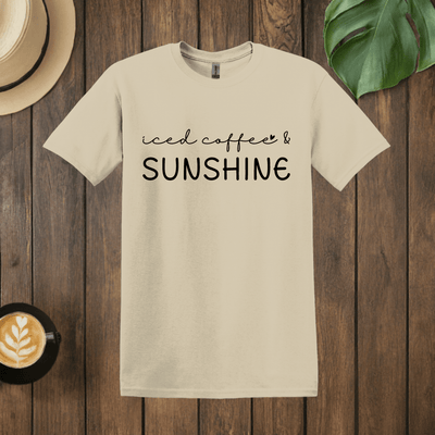 Printify T-Shirt Sand / S Iced Coffee and Sunshine Word Art T shirt