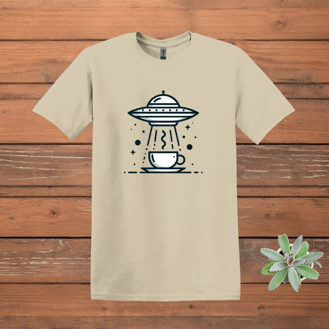 Printify T-Shirt Sand / S UFO Coffee T shirt