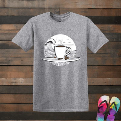 Printify T-Shirt Sport Grey / 3XL Surfboard with Coffee T shirt