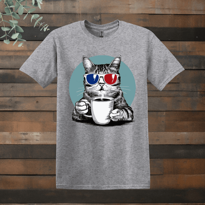 Printify T-Shirt Sport Grey / S 3D Glasses Cat T shirt