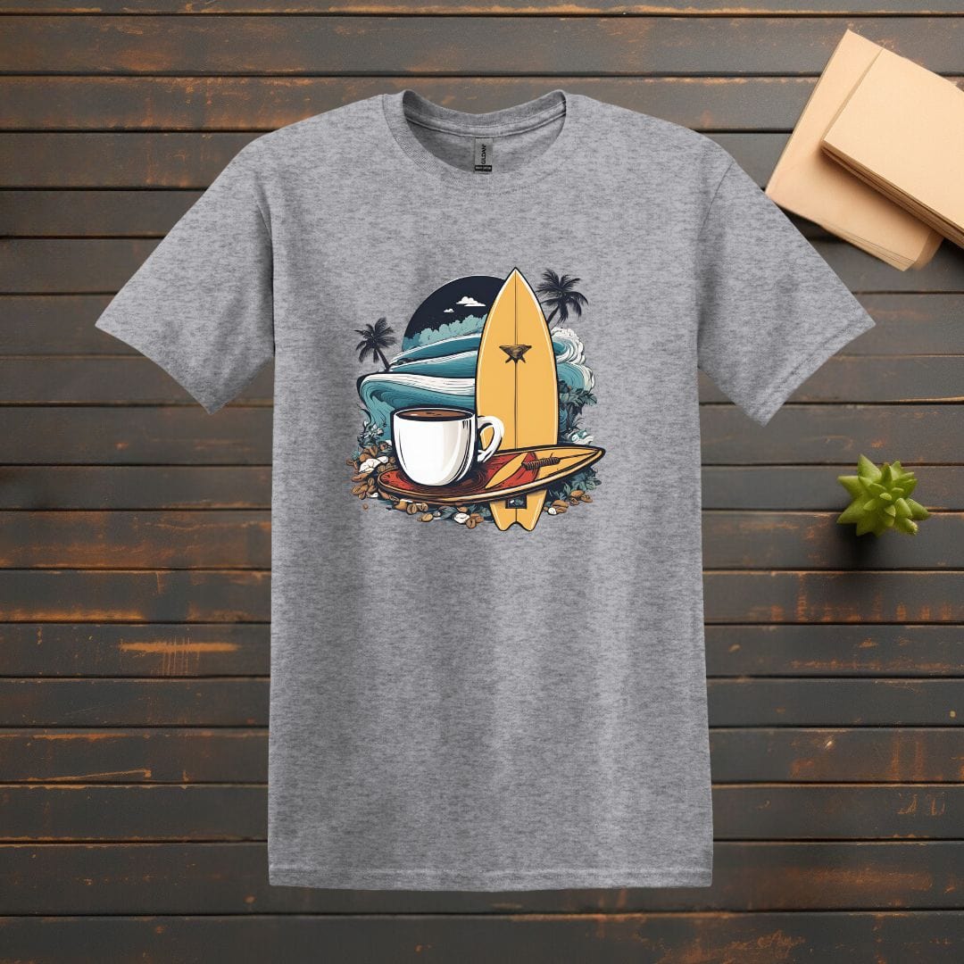 Printify T-Shirt Sport Grey / S Coffee and Surfboard T shirt