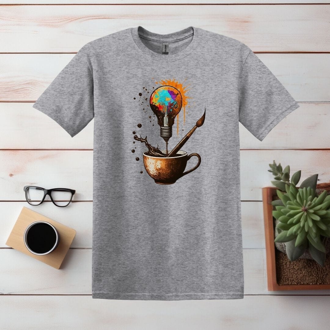 Printify T-Shirt Sport Grey / S Coffee Light Bulb Art T shirt