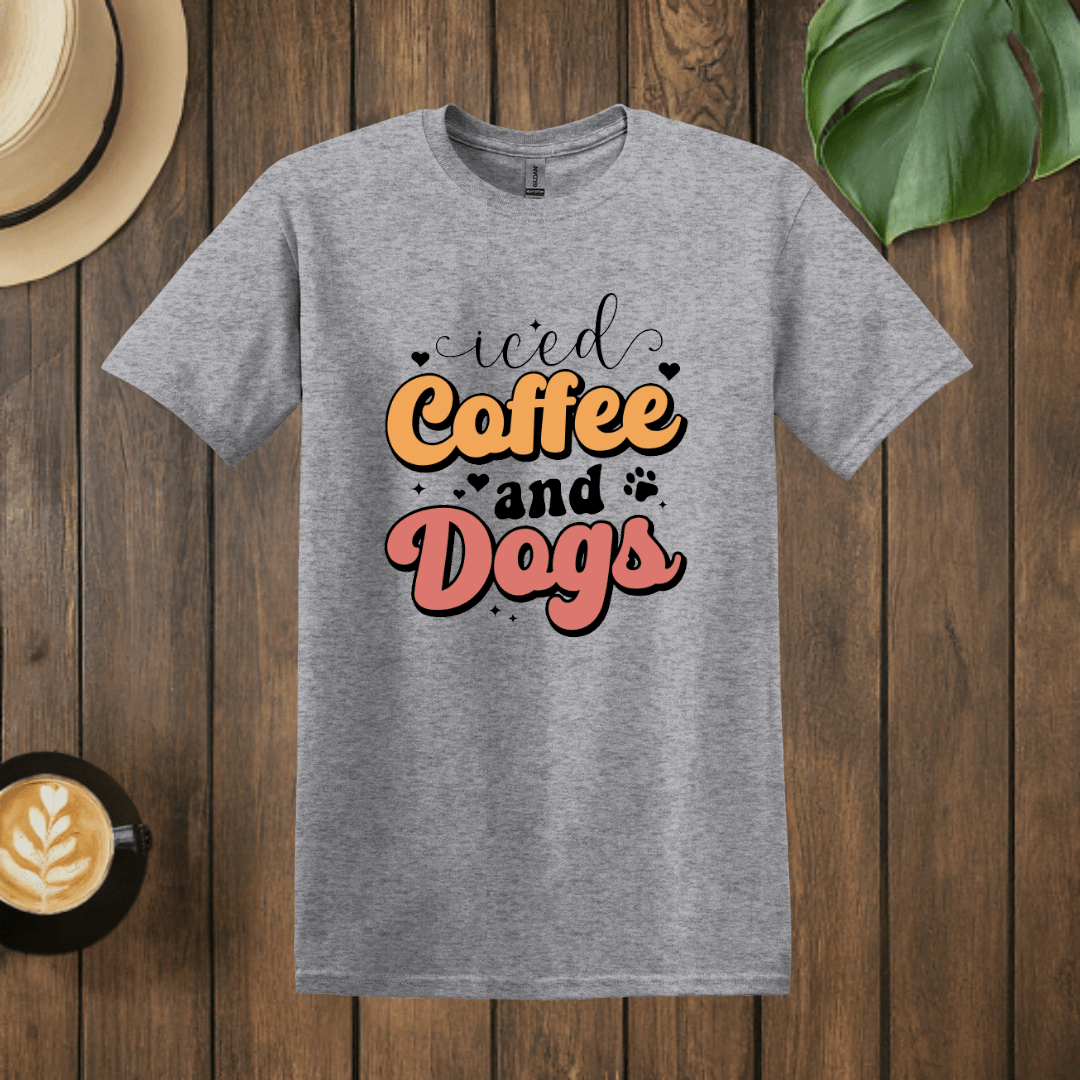 Printify T-Shirt Sport Grey / S Iced Coffee and Dogs T shirt