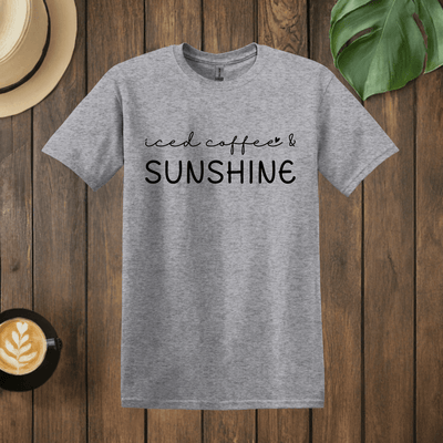 Printify T-Shirt Sport Grey / S Iced Coffee and Sunshine Word Art T shirt