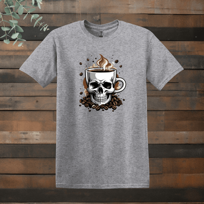 Printify T-Shirt Sport Grey / S Skull Coffee Design T shirt