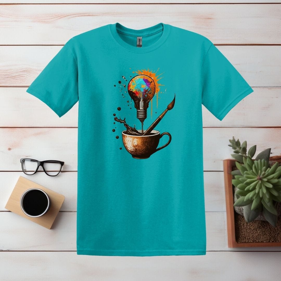 Printify T-Shirt Tropical Blue / S Coffee Light Bulb Art T shirt