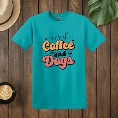 Printify T-Shirt Tropical Blue / S Iced Coffee and Dogs T shirt