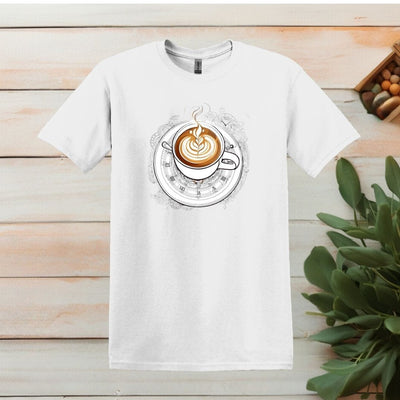 Printify T-Shirt White / S Clock and Coffee Design T shirt