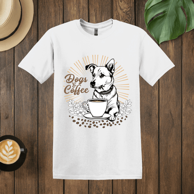 Printify T-Shirt White / S Coffee + Dogs Art T shirt