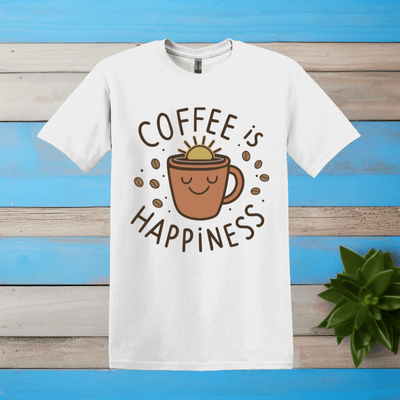 Printify T-Shirt White / S Coffee is Happiness T shirt