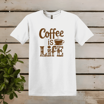 Printify T-Shirt White / S Coffee is Life Word Art T shirt