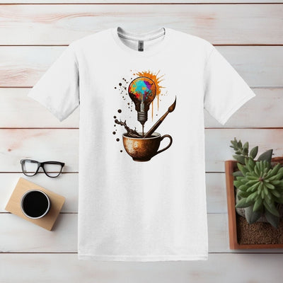 Printify T-Shirt White / S Coffee Light Bulb Art T shirt