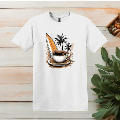 Printify T-Shirt White / S Coffee Surfboard T shirt