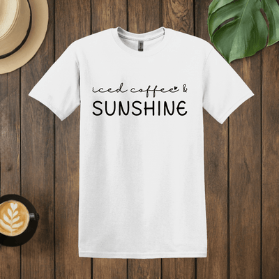 Printify T-Shirt White / S Iced Coffee and Sunshine Word Art T shirt