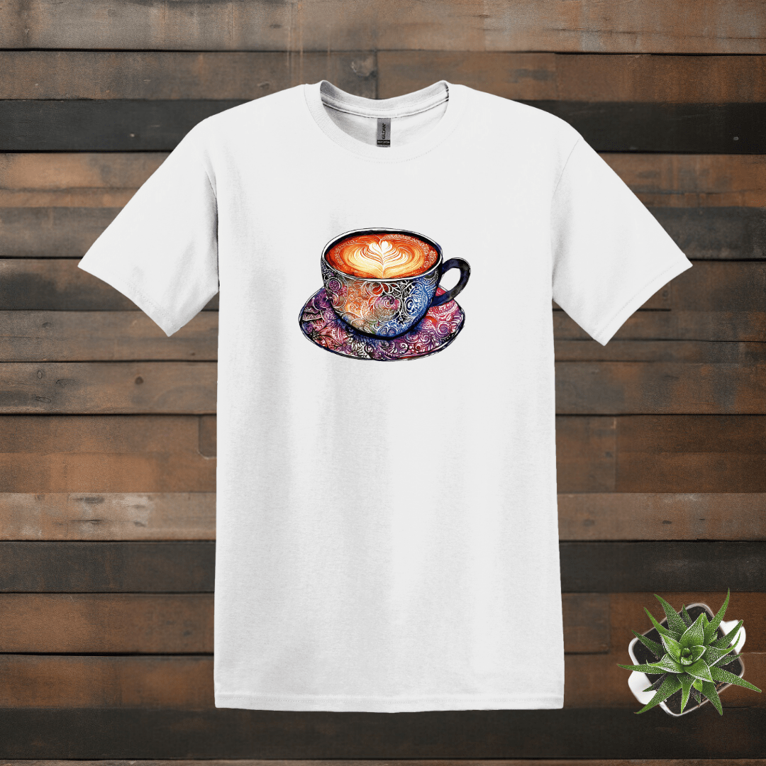 Printify T-Shirt White / S Kaleidoscope Coffee Cup T shirt