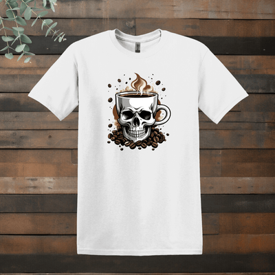 Printify T-Shirt White / S Skull Coffee Design T shirt