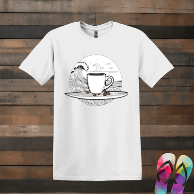 Printify T-Shirt White / S Surfboard with Coffee T shirt