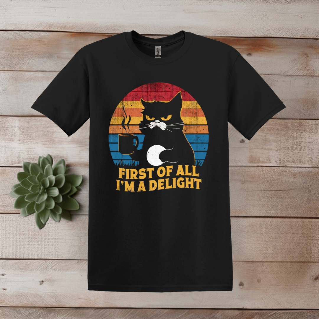 Printify T-Shirt XS / Black Grumpy Cat & Coffee T shirt