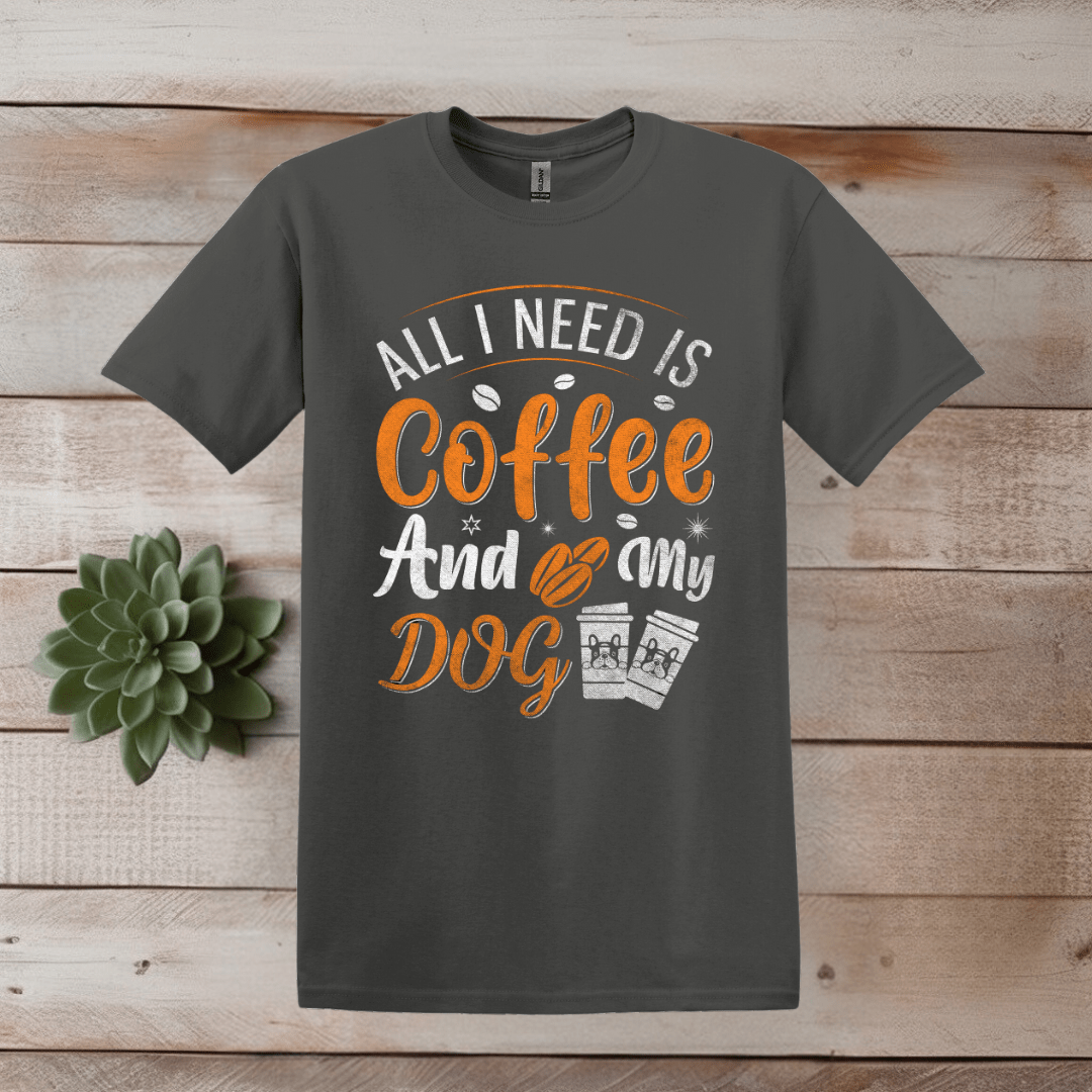 Printify T-Shirt XS / Charcoal Coffee and My Dog  T shirt