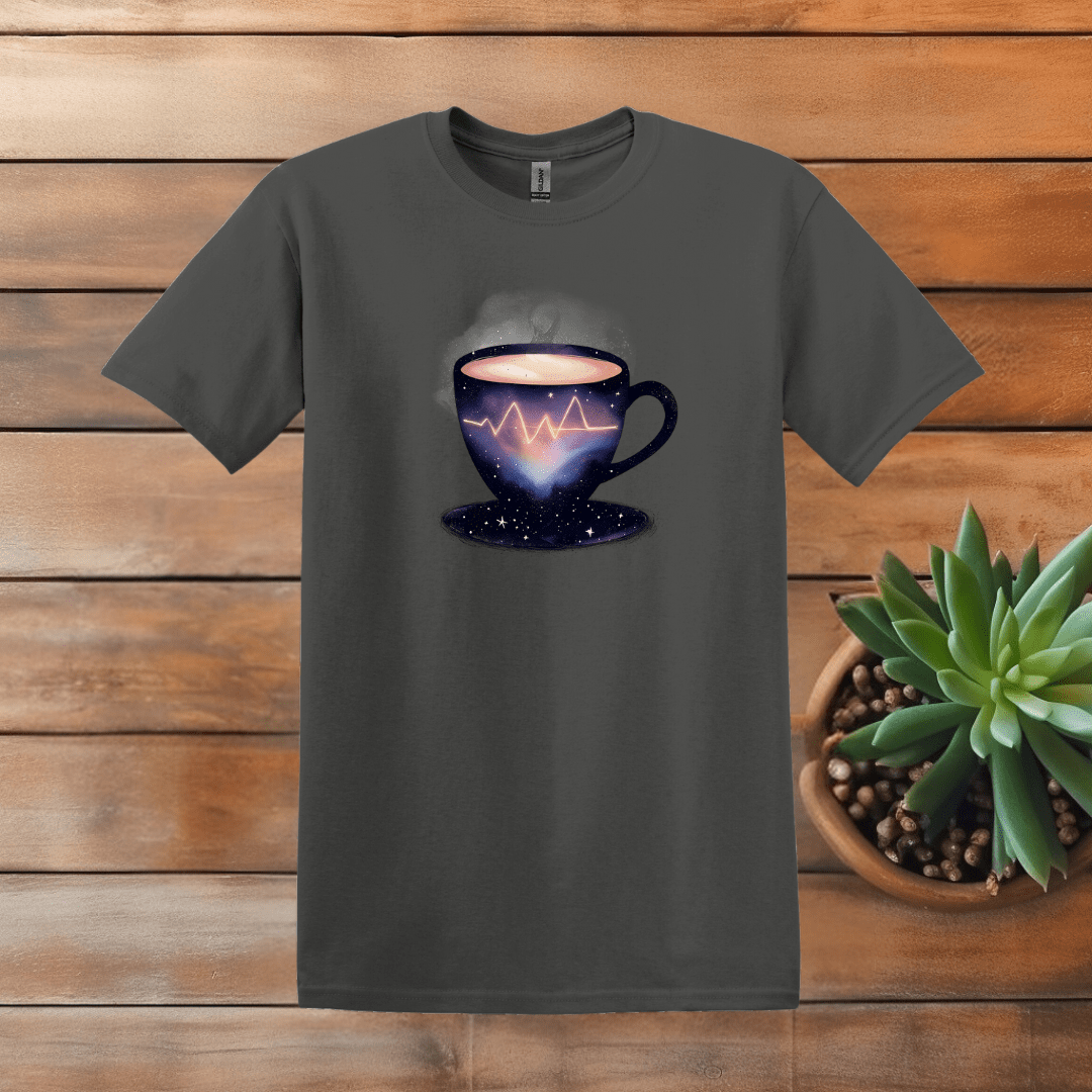 Printify T-Shirt XS / Charcoal EKG Coffee Cup T shirt