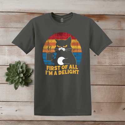 Printify T-Shirt XS / Charcoal Grumpy Cat & Coffee T shirt