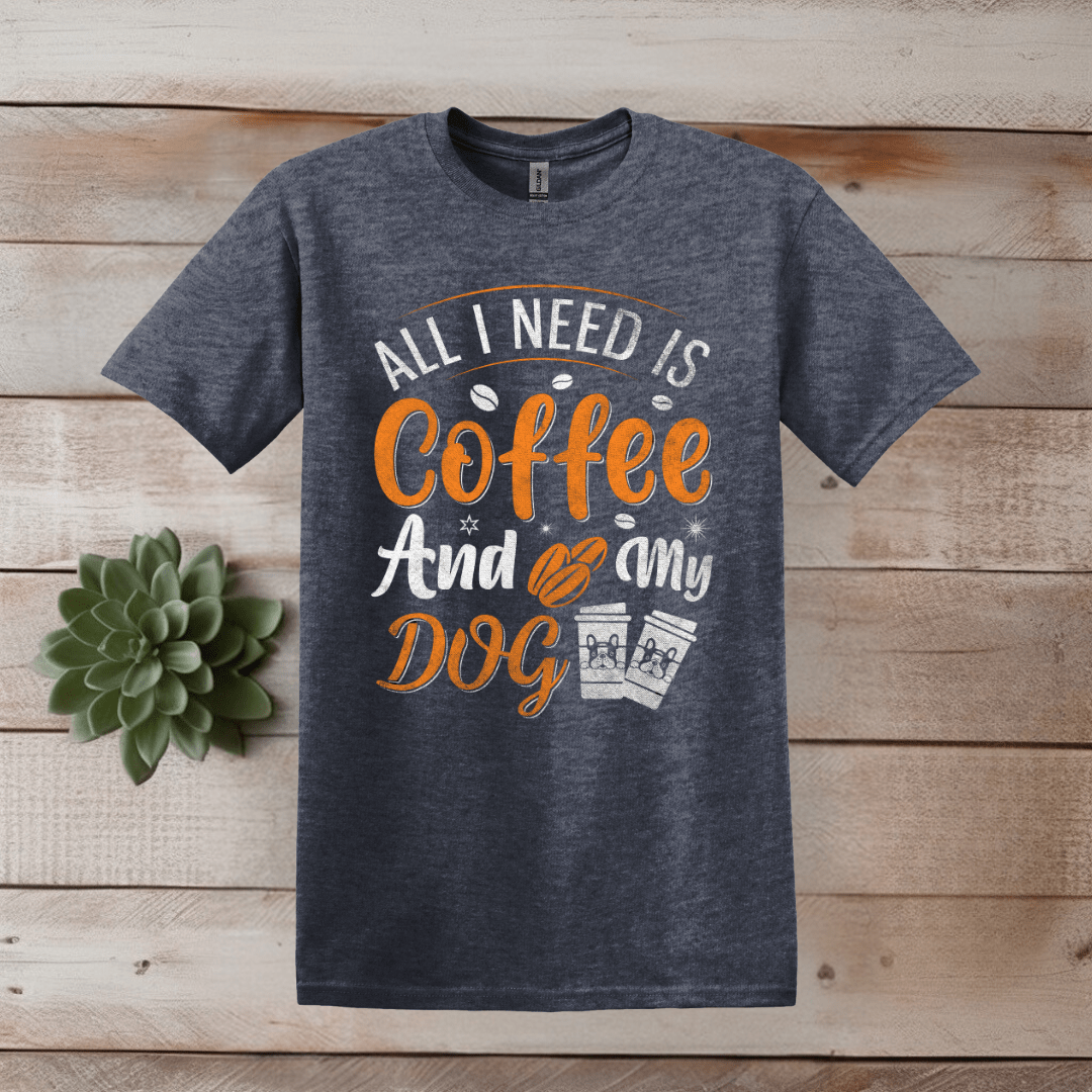 Printify T-Shirt XS / Heather Navy Coffee and My Dog  T shirt