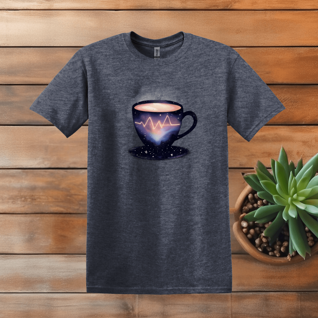 Printify T-Shirt XS / Heather Navy EKG Coffee Cup T shirt