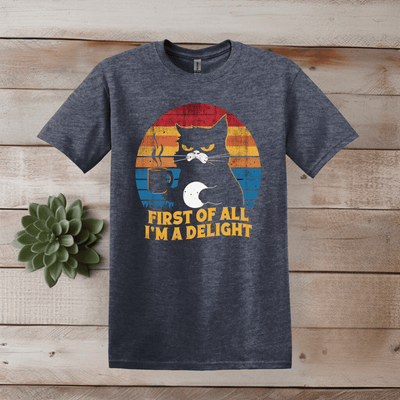 Printify T-Shirt XS / Heather Navy Grumpy Cat & Coffee T shirt